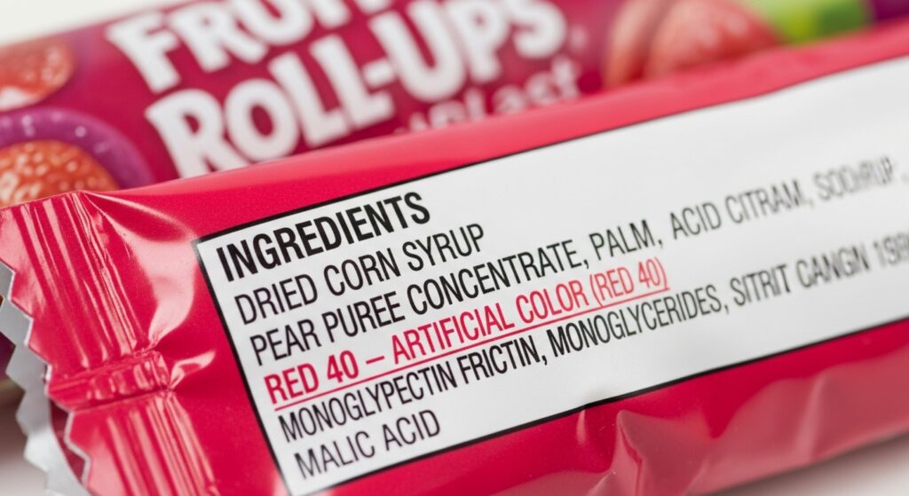 Fruit Roll-Ups Ingredients: Red 40 & 8 Additives