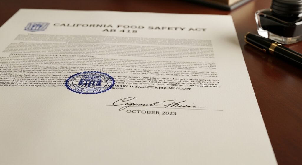 california food safety act AB 418 signed into law october 2023 "california food safety act additives"